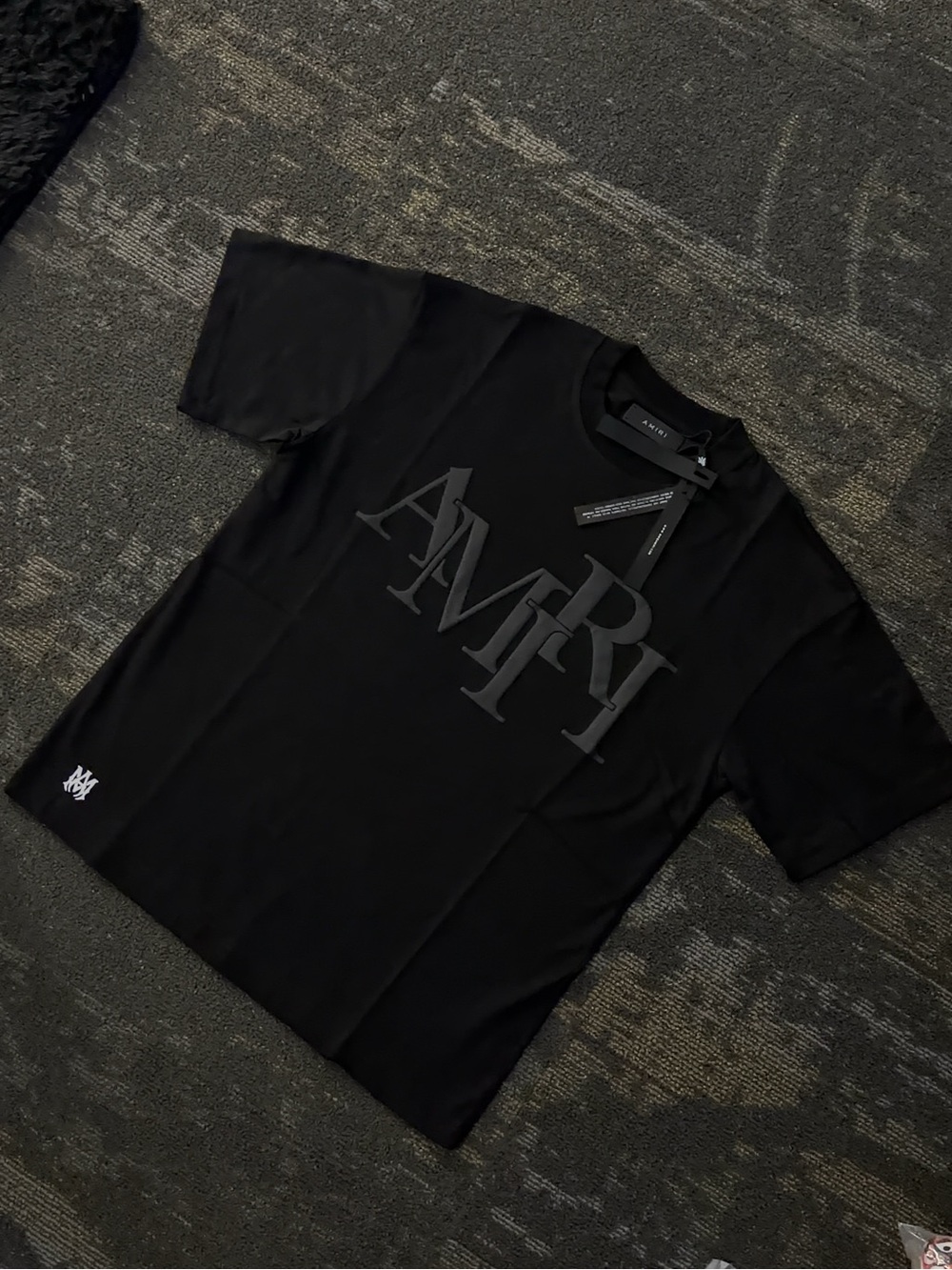 AMIRI Black Embossed Logo Short-Sleeve Tee